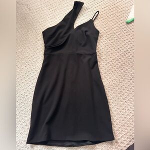 Lena One shoulder keyhole black dress NWT